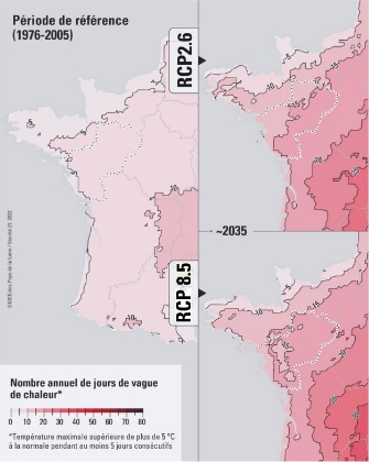 Évolution du nombre de vagues de chaleur dans les Pays de la Loire